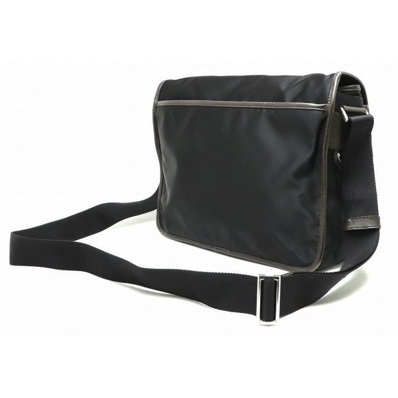 Prada Tessuto Nylon Bag Leather Messenger Brown - Picture 1 of 9